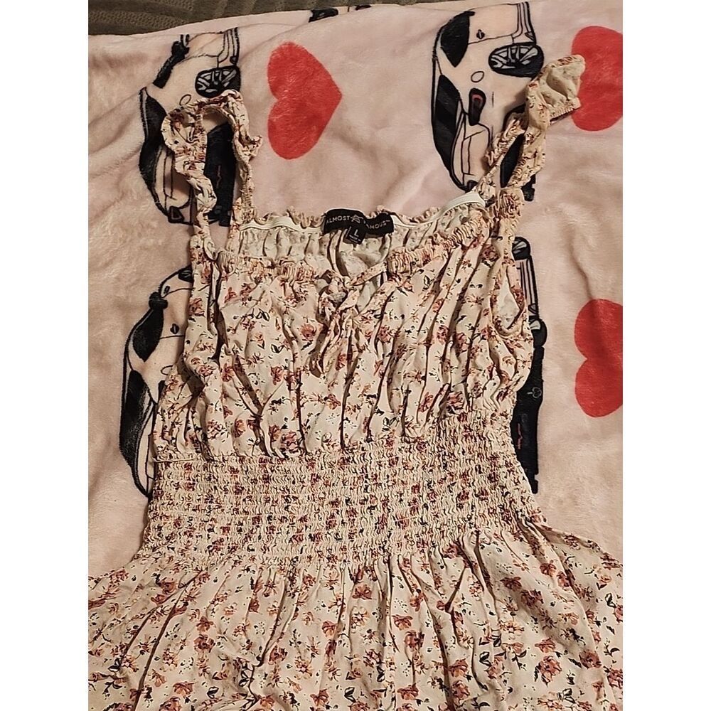 Almost Famous Light Pink Floral Top with Green Flowers